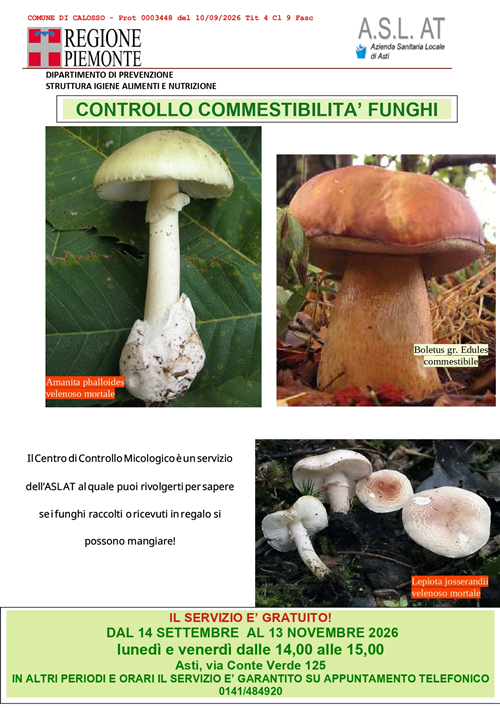 Attività di controllo della commestibilità dei funghi anno 2026