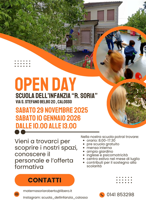 Open Day Scuola dell'Infanzia "SORIA ROBERTO" di Calosso
